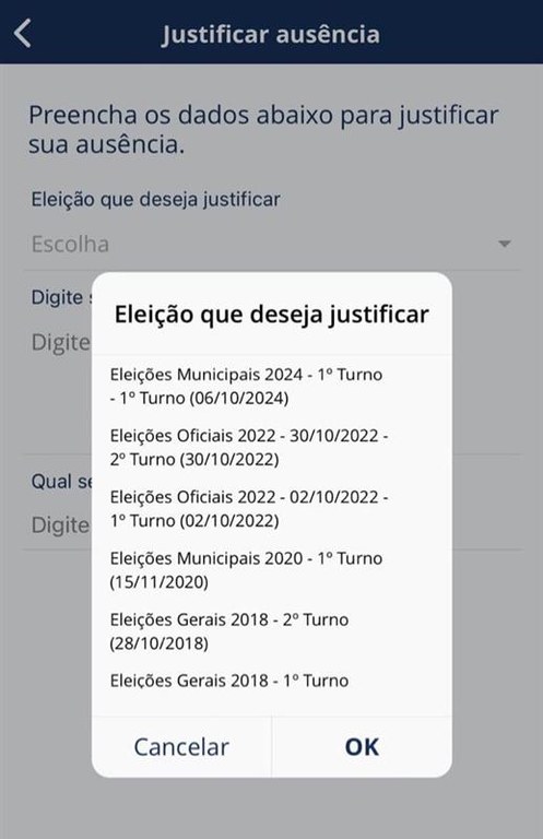 Justificar Ausência E-título - 27.10.2024